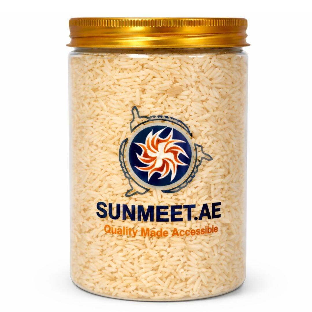 Premium Long Grain Basmati Rice — naturally aromatic, long fluffy grains for rich, restaurant-style meals at home.
