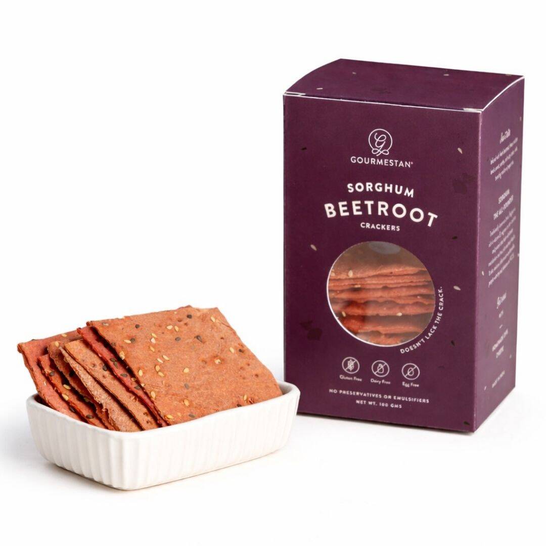 Sorghum Beetroot Crackers - Earthy & Crispy