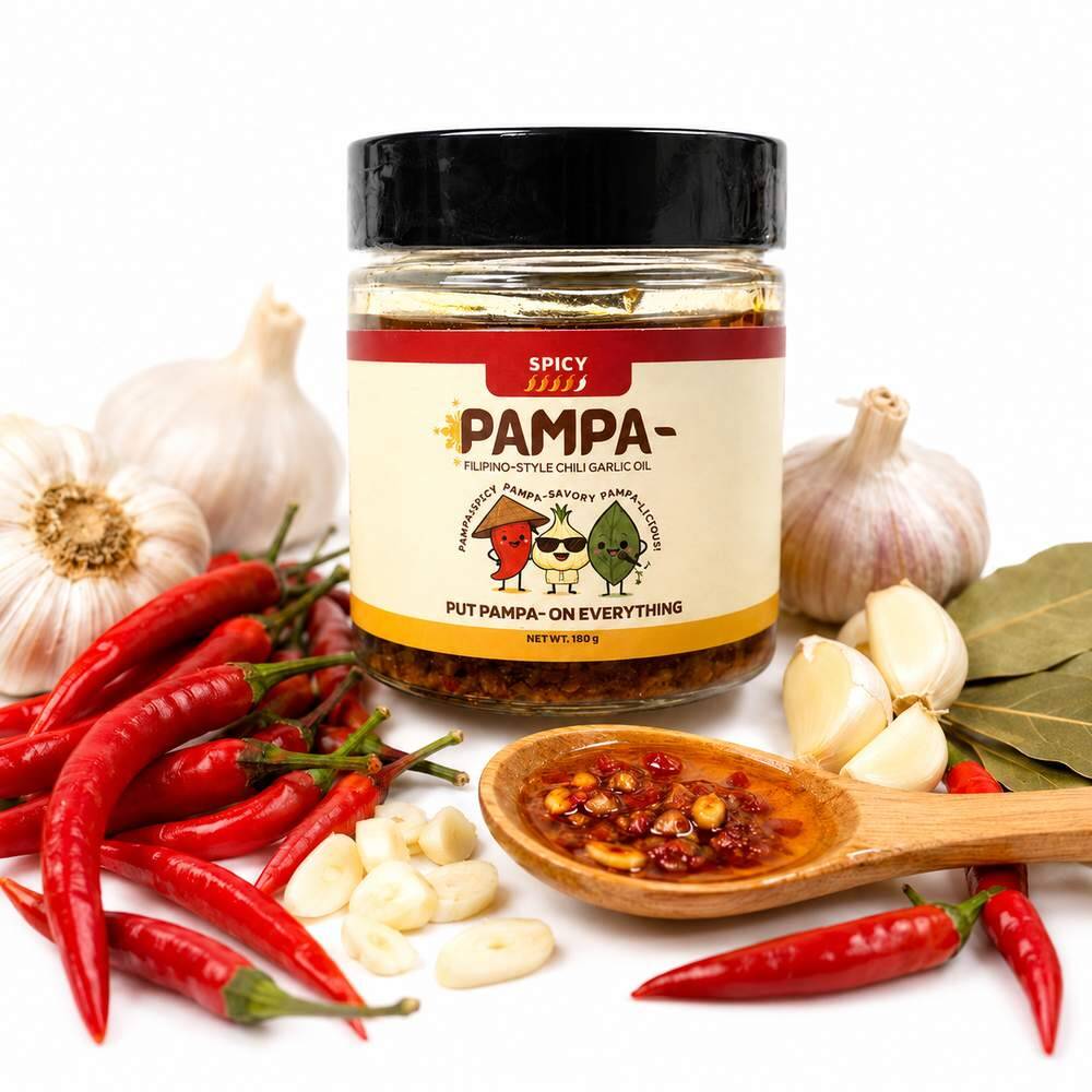 PAMPA- Filipino-Style Chili Garlic Oil - Spicy (200g) - Image 2